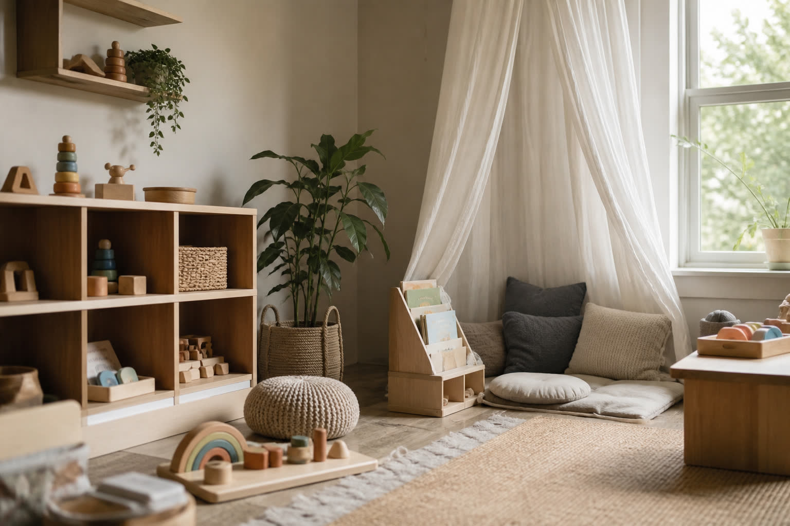 Angolo didattico inclusivo con materiali sensoriali